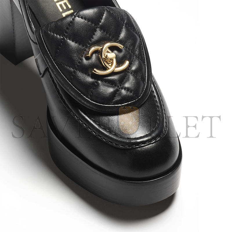 CHANEL MOCCASINS LAMBSKIN BLACK 9CM G46692